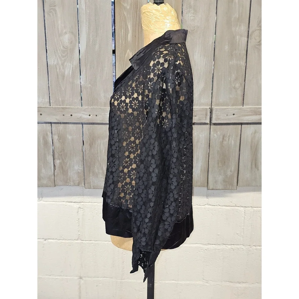 Unbranded Black Lace Top Women's Size Medium/Large Vintage Button Up‎ Sun Wear